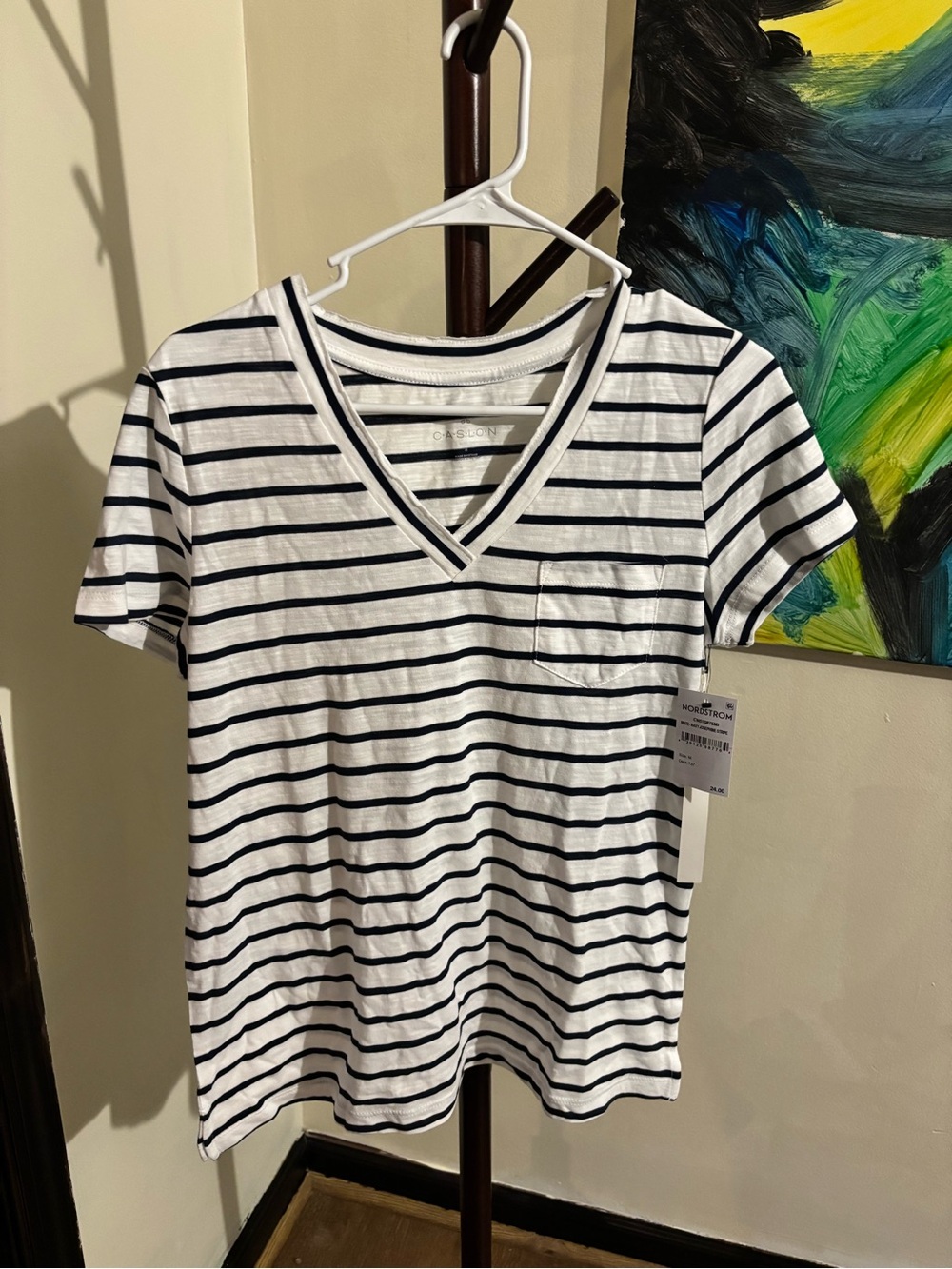 Caslon striped v neck tee- medium